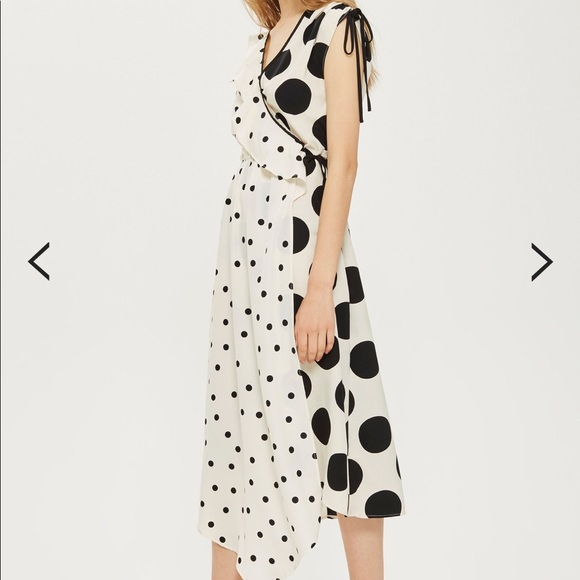 mixed spot midi dress